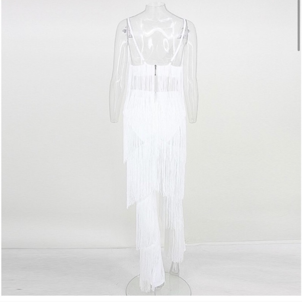 NEW! Host Pick! White Fringe Jumpsuit (Tassel) - Picture 7 of 8